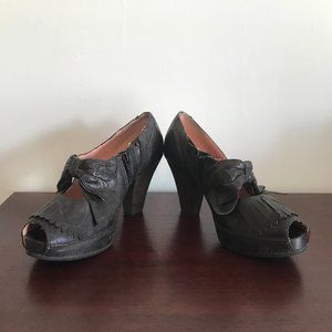Anthropologie | Miss Albright Black Peep Toe Shoes 36